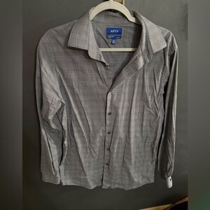 Apt.9 Premier Flex Slim Fit Grey Long Sleeve Dress Shirt Sz 16 34/35 Tex Grey
